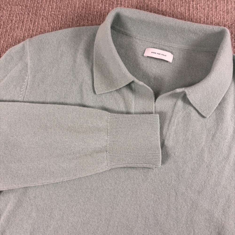Italic 100%‎ Cashmere Mint Green Polo Sweater Women's Size Large EUC